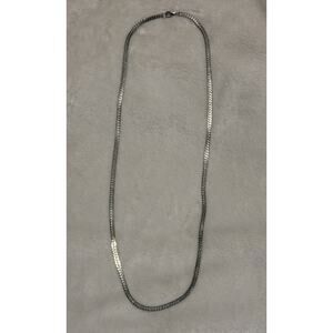 Silver Tone Long Flat Chain Necklace 29 inches